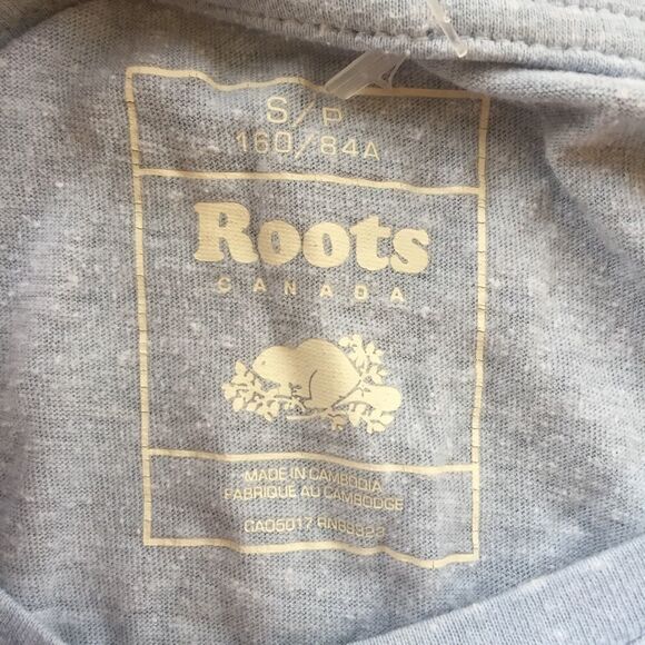 ROOTS Canada Short Sleeve T-Shirt Patchwork Maple Leaf Blue S - Picture 5 of 7